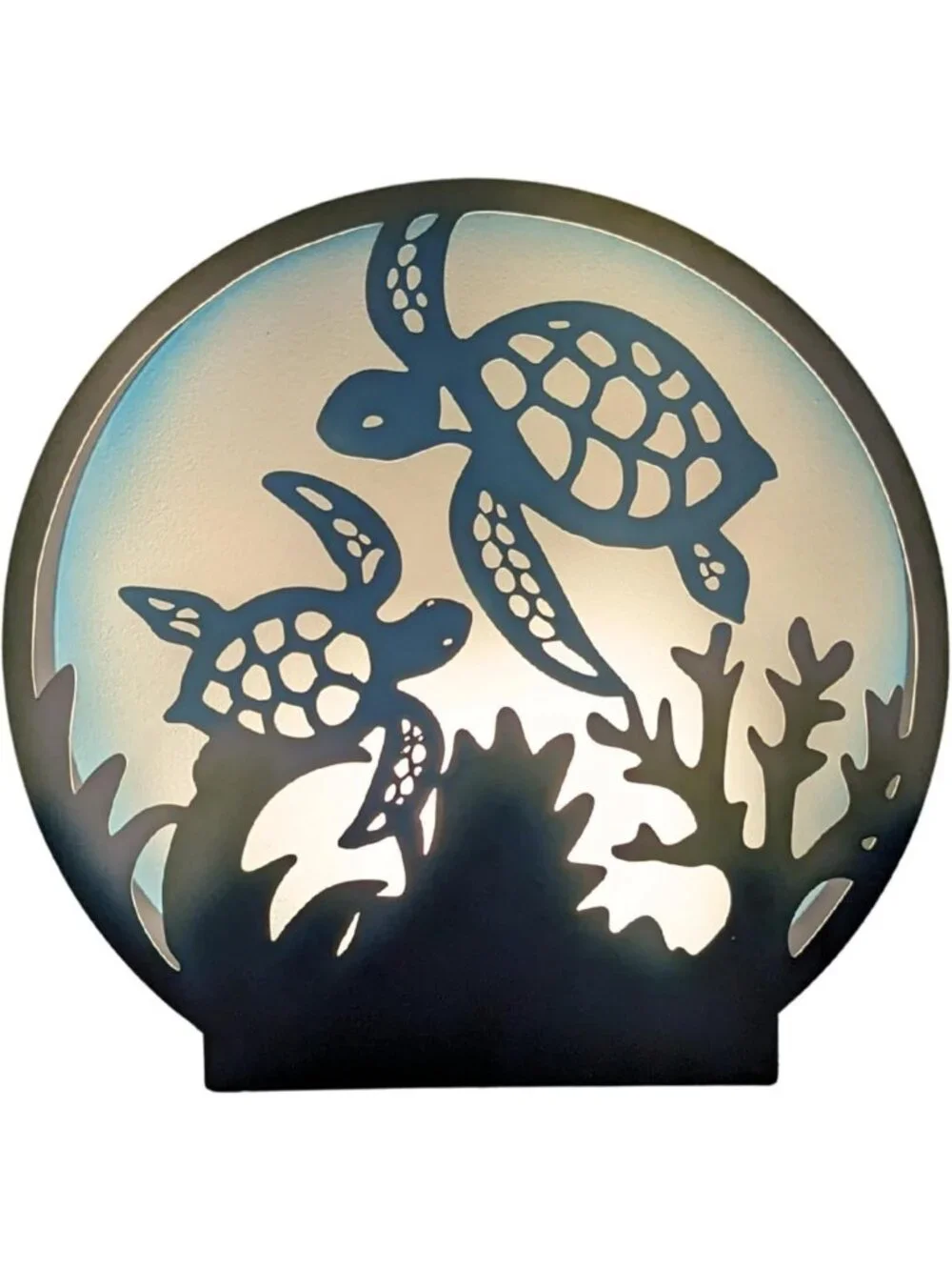 Coastal Sea Turtle Night Light - Nautical Tabletop Lamp for Beach House Decor